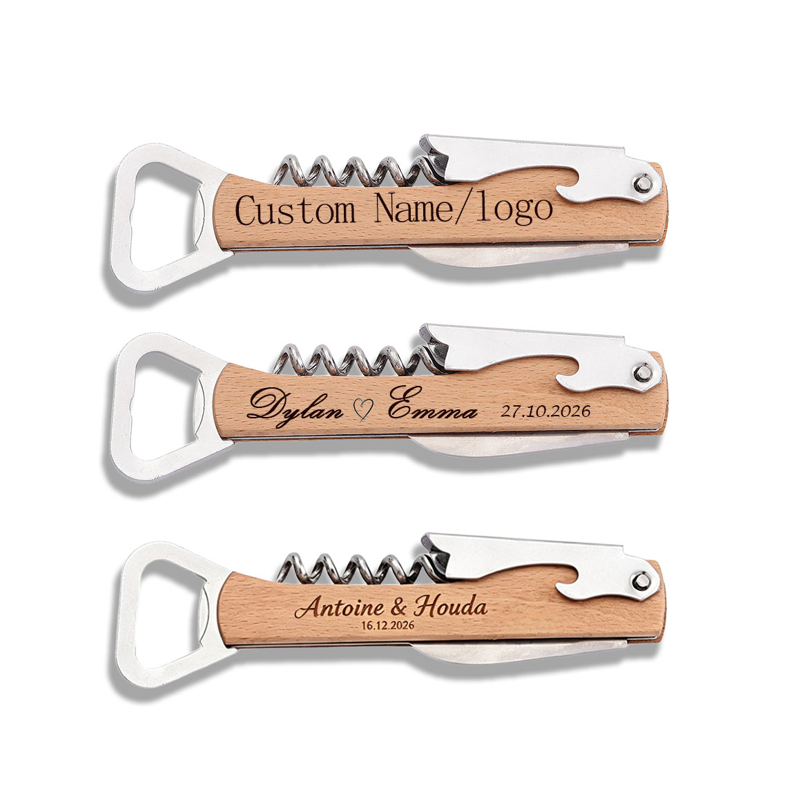 Wine With Beer Name - 20 Pezzi Apribottiglie in Legno Personalizzati