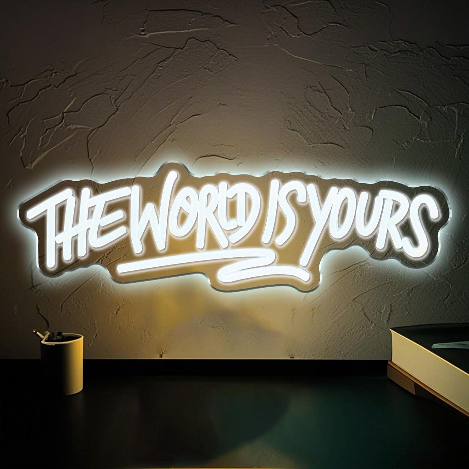 Beer & Wine Downtown - Insegna al neon The World is
